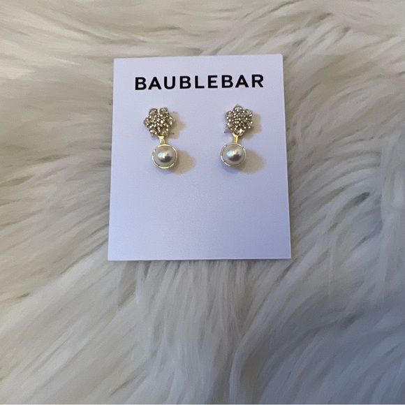 Baublebar Crystal Snowflake & Faux Pearl Earrings - New on Card - Picture 6 of 8